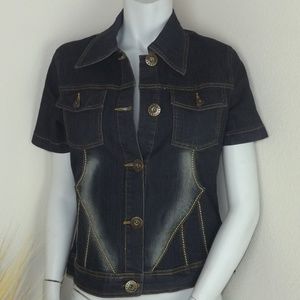 Dark Wash off Coloring Blue Denim Jeans Jacket